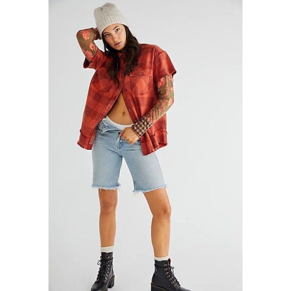 NWT WE THE FREE PEOPLE Sz L FLOWER FIELDS TWOFER IN RUST COMBO